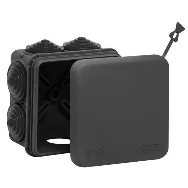 Коробка распределительная для открытой проводки, 70х70х40мм (черная) УХЛ1