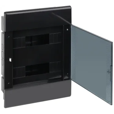 Щит распределительный встраиваемый на 24 модуля с дверцей черный IP40 (ЩРв-П-24)