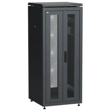 Шкаф напольный сетевой 19' LINEA N 28U 600х600мм передняя распашная перфорированная дверь задняя перфорированная черный