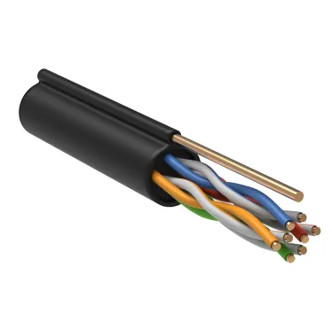 Витая пара U/UTP кат 5е 4 пары 24AWG LDPE с тросом 1.2мм черный 305м