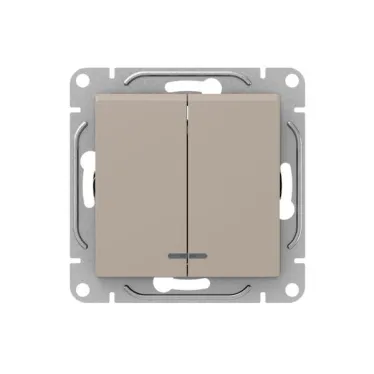 Механизм выключателя. двухклавишный. с подсветкой. кремовый Эпика EKF