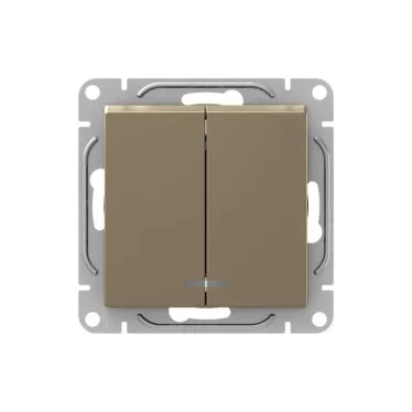 Механизм выключателя, двухклавишный, с подсветкой, шампань Эпика  |UP1-SWC-24| EKF