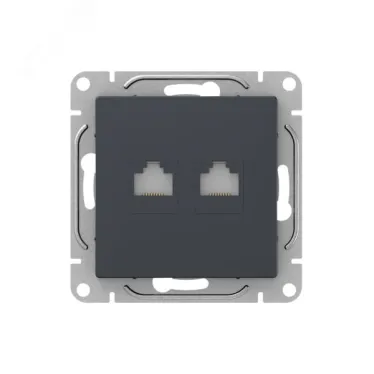 Механизм розетки RJ45 - 2шт (cat5) графит Эпика EKF