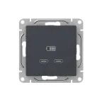 Механизм розетки USB-C - 2шт графит Эпика EKF