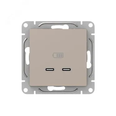 Механизм розетки USB-C - 2шт кремовый Эпика EKF