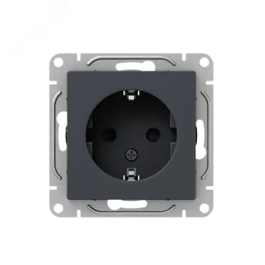 Механизм розетки 16А с заземлением со шторками графит Эпика EKF