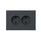                  Механизм розетки двойной 16А без заземления со шторками с рамкой графит Эпика EKF
               