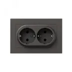                  Механизм розетки двойной 16А с заземлением без шторок с рамкой мокко Эпика EKF
               