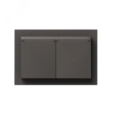 Механизм розетки двойной 16А IP44 с заземлением со шторками с рамкой с крышками мокко Эпика EKF