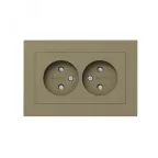 Механизм розетки двойной 16А без заземления со шторками с рамкой шампань Эпика EKF