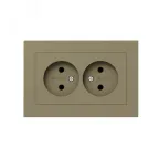 Механизм розетки двойной 16А без заземления без шторок с рамкой шампань Эпика EKF