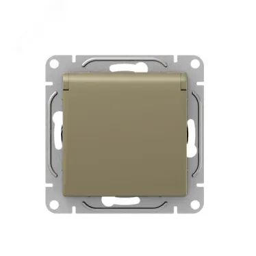 Механизм розетки 16А IP44 с заземлением со шторками c крышкой шампань Эпика EKF