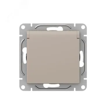 Механизм розетки 16А IP44 с заземлением со шторками c крышкой кремовый Эпика EKF