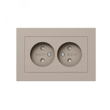 Механизм розетки двойной 16А без заземления со шторками с рамкой кремовый Эпика EKF