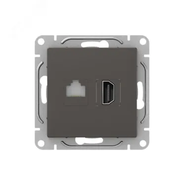 Механизм розетки HDMI+RJ45 (cat5) мокко Эпика EKF