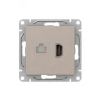 Механизм розетки HDMI+RJ45 (cat5) кремовый Эпика EKF