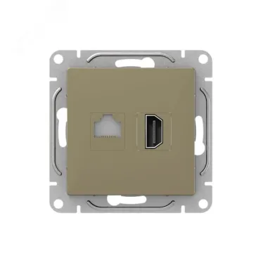 Механизм розетки HDMI+RJ45 (cat5) шампань Эпика EKF