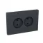 Механизм розетки двойной 16А без заземления со шторками с рамкой графит Эпика EKF