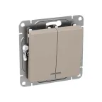 Механизм выключателя. двухклавишный. с подсветкой. кремовый Эпика EKF