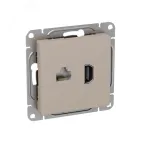 Механизм розетки HDMI+RJ45 (cat5) кремовый Эпика EKF