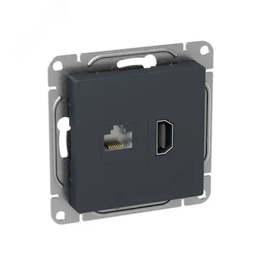 Механизм розетки HDMI+RJ45 (cat5) графит Эпика EKF