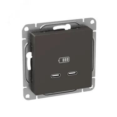 Механизм розетки USB-C - 2шт мокко Эпика EKF