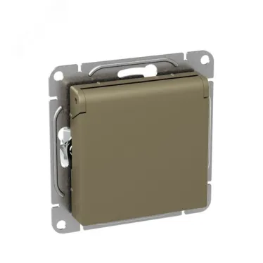 Механизм розетки 16А IP44 с заземлением со шторками c крышкой шампань Эпика EKF