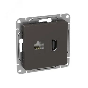 Механизм розетки HDMI+RJ45 (cat5) мокко Эпика EKF