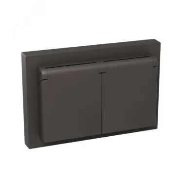 Механизм розетки двойной 16А IP44 с заземлением со шторками с рамкой с крышками мокко Эпика EKF