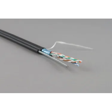 Витая пара F/UTP кат 5e 4 пары AWG24 solid с тросом OUT черный 500м