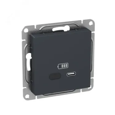 Механизм розетки USB-С быстрая графит Эпика EKF