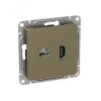 Механизм розетки HDMI+RJ45 (cat5) шампань Эпика EKF