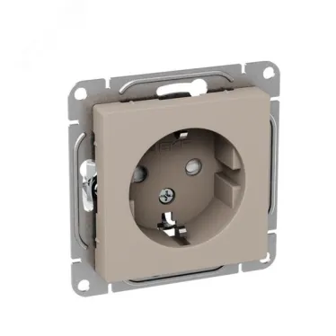 Механизм розетки 16А с заземлением со шторками кремовый Эпика EKF