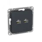 Механизм розетки RJ45 - 2шт (cat5) графит Эпика EKF