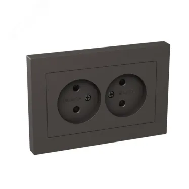 Механизм розетки двойной 16А без заземления со шторками с рамкой мокко Эпика EKF