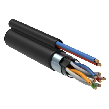 Витая пара F/UTP кат 5е 4 пары 24AWG solid LDPE + каб пит 2x0.75мм кв чер 305м