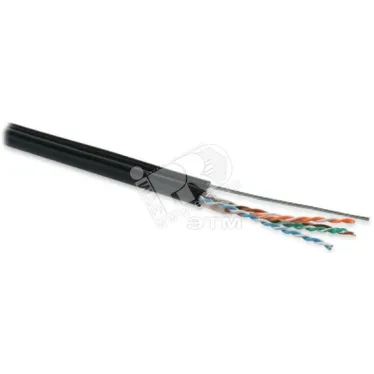 Витая пара U/UTP кат 5e 4 пары AWG24 solid с усиленным тросом OUT PE 40C 60C черный 500м