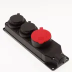                  Розетка в резиновом корпусе трёхместная 1 x (3x25)A + 2 x (1x16)A, стандарт CEE NORM, настенное крепление
               