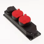 Розетка в резиновом корпусе трёхместная 2 x (3x25)A + 1 x (1x16)A, стандарт CEE NORM, настенное крепление