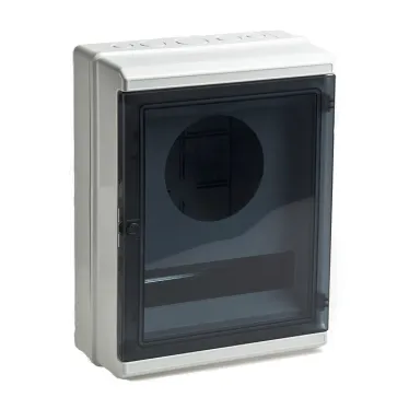 Корпус щитка квартирного распределительного навесного на 12 модулей с дверцей серый IP55