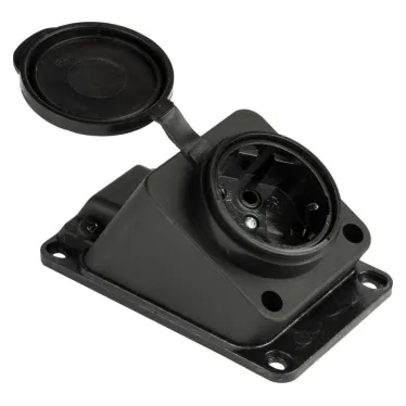 розетка наклонная с заглушкой каучук AM-K08 2P+PE 16A 220В IP44
