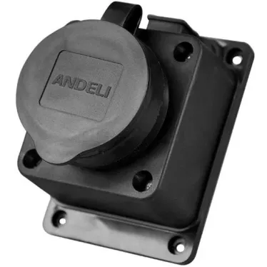 розетка настенная с заглушкой каучук AM-K04 2Р+РЕ 16А 220В IP44