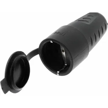 Розетка переносная с заглушкой каучук am-k02 2р+ре 16а 220в ip44