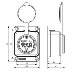 Розетка в резиновом корпусе, 1 x 16A, стандарт CEE NORM, настенное крепление
