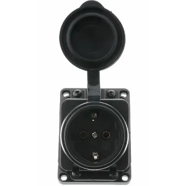 розетка наклонная с заглушкой каучук AM-K08 2P+PE 16A 220В IP44