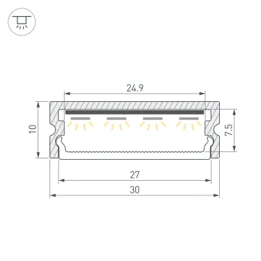 Профиль LINE-3010-2000 ANOD, алюминий