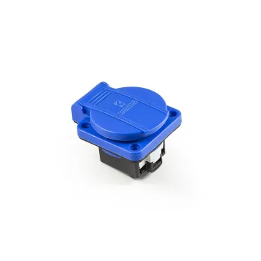 Розетка скрытая с защитной крышкой (EU), монтаж на панели, 2P+E, синий цвет (230В, 16А)