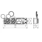 Розетка в резиновом корпусе трёхместная 1 x (3x25)A + 2 x (1x16)A, стандарт CEE NORM, настенное крепление