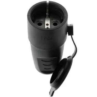 Розетка переносная с заглушкой каучук am-k02 2р+ре 16а 220в ip44