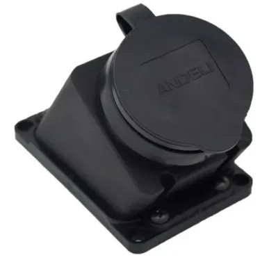 розетка наклонная с заглушкой каучук AM-K08 2P+PE 16A 220В IP44